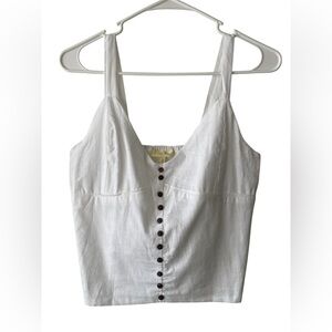Love Notes White Button-Front Linen Camisole